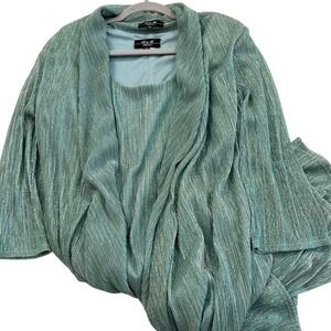 R & M Collection Women Teal & Silver Metallic Dress With Cover R&M Collection 38